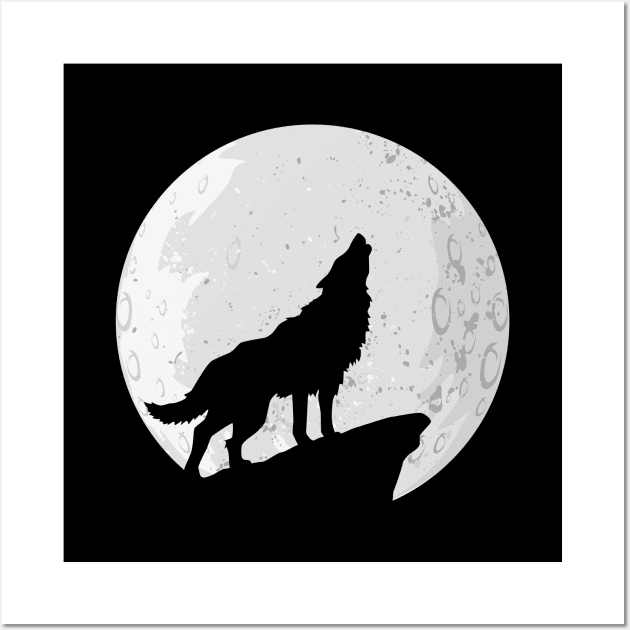 Wolf To The Moon Wall Art by monolusi